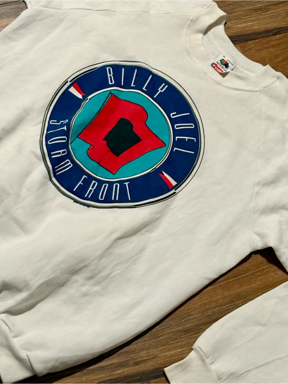 1980s Billy Joel Storm Front White Graphic Sweatshirt